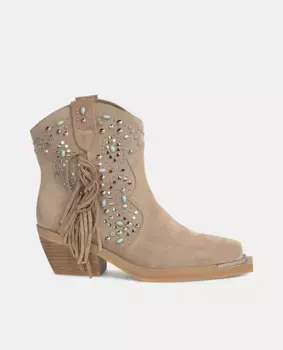 Женские кожаные ботильоны с заклепками на голенище Alma en Pena, бежевый