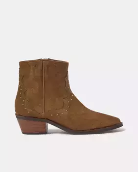 Женские кожаные ботильоны с заклепками в цвет кожи Brownie, коричневый