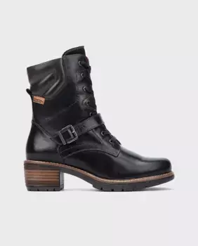 Женские кожаные ботильоны с застежкой-молнией и украшением пряжкой Pikolinos, черный