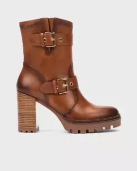 Женские кожаные ботильоны с застежкой-молнией и украшением пряжкой Pikolinos, коричневый