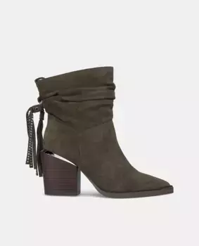 Женские кожаные ботильоны со сборкой на голенище Alma en Pena, зеленый