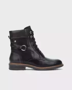 Женские кожаные ботильоны со шнурками, боковой молнией и съемной стелькой Pikolinos, черный