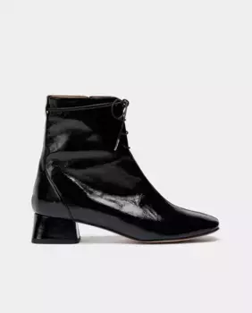 Женские кожаные ботильоны со шнурками и блестящей отделкой Naguisa, черный