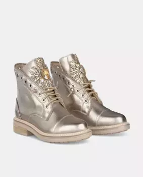 Женские кожаные ботильоны со шнурками и стразами Alma en Pena, коричневый