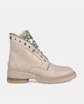 Женские кожаные ботильоны со шнурками и стразами Alma en Pena