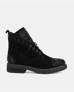 Женские кожаные ботильоны со шнуровкой и круглым носком Alma en Pena, черный