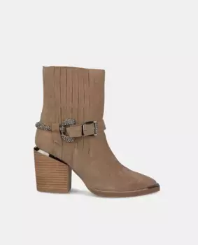 Женские кожаные ботильоны со стразами Alma en Pena, бежевый