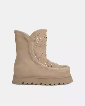 Женские кожаные ботильоны со стразами Alma en Pena, бежевый