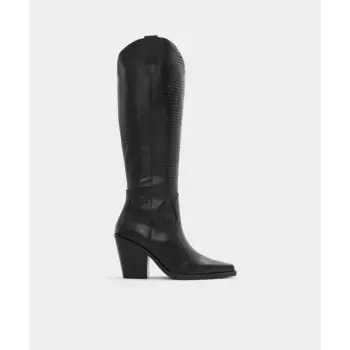 Женские кожаные ботинки черного цвета с острым носком Aldo, черный