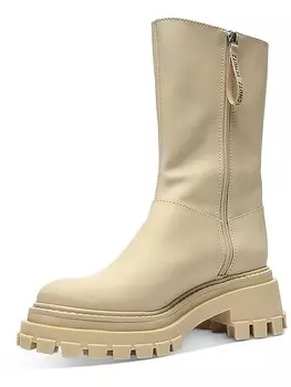 Женские кожаные ботинки до середины икры Juany на молнии Schutz, цвет Egg Shell