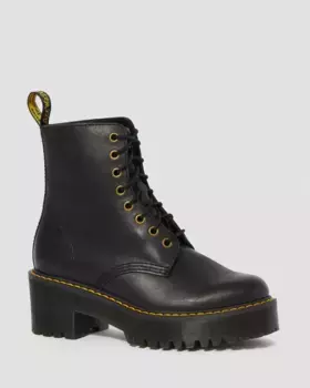 Женские кожаные ботинки на каблуке Dr. Martens Shriver Hi в стиле Вайоминг, цвет Black — Burnished Wyoming