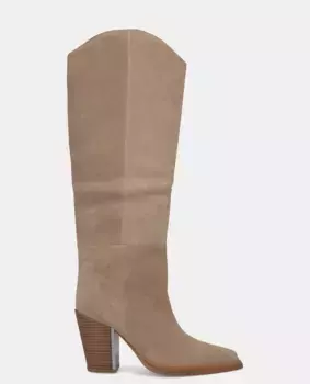 Женские кожаные ботинки на каблуке с закругленным носком Alma en Pena, бежевый