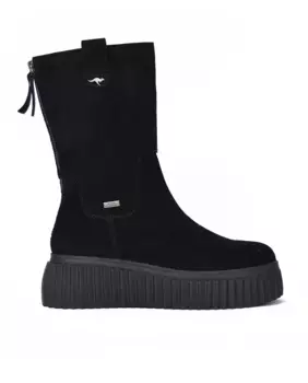 Женские кожаные ботинки на контрастной платформе однотонного цвета Kangaroos, черный