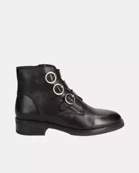 Женские кожаные ботинки на плоской подошве с пряжками Viguera, черный