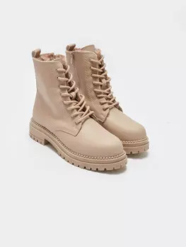 Женские кожаные ботинки на шнуровке XSIDE, бежевый
