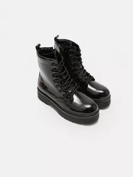Женские кожаные ботинки на шнуровке XSIDE, черный