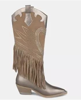 Женские кожаные ботинки с бахромой Alma en Pena, бежевый