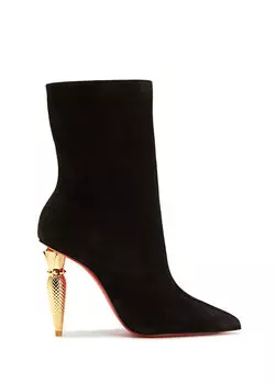 Женские кожаные ботинки с черным каблуком Christian Louboutin