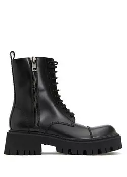 Женские кожаные ботинки с черным логотипом Balenciaga