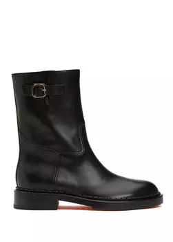 Женские кожаные ботинки с черным поясом Santoni