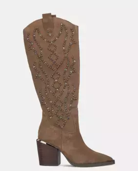 Женские кожаные ботинки с голенищем с шипами Alma en Pena, коричневый