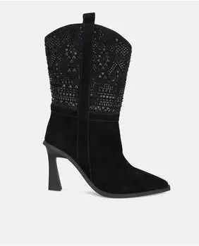 Женские кожаные ботинки с острым носком Alma en Pena, черный