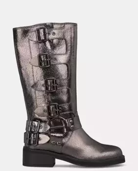 Женские кожаные ботинки с пряжкой Alma en Pena, серебряный