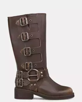 Женские кожаные ботинки с пряжкой Alma en Pena, коричневый