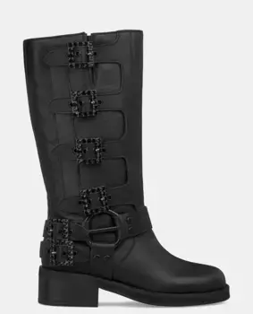 Женские кожаные ботинки с пряжкой Alma en Pena, черный