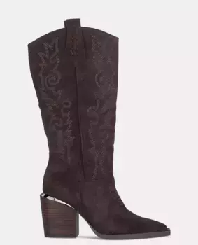 Женские кожаные ботинки с вышивкой Alma en Pena, темно-коричневый