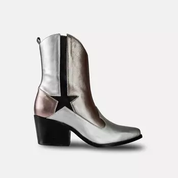 Женские кожаные ботинки Stella премиум-класса цвета металлик (серебристые) BALA DI GALA, серебро