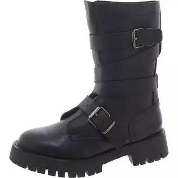 Женские кожаные ботинки Trenton с рифленой подошвой до середины голени Steve Madden, черный/черный