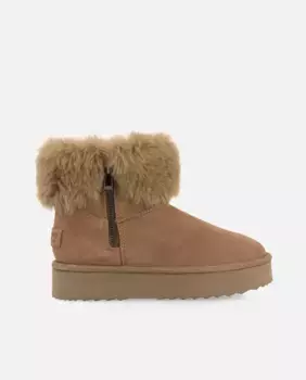 Женские кожаные ботинки в австралийском стиле с боковой молнией и меховой внутренней подкладкой Gioseppo, цвет Camel