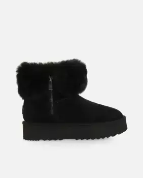 Женские кожаные ботинки в австралийском стиле с боковой молнией и меховой внутренней подкладкой Gioseppo, черный