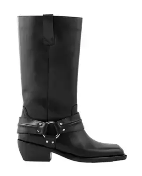 Женские кожаные ботинки в байкерском стиле Sandro, черный