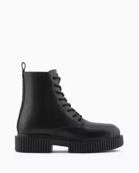 Женские кожаные ботинки в стиле милитари "Action Leather" Armani Exchange, черный