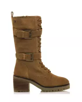 Женские кожаные ботинки в стиле милитари с пряжками Mustang, цвет Camel