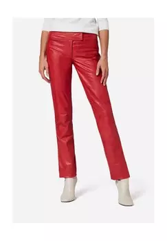Женские кожаные брюки низкого кроя, простого дизайна RICANO, красный