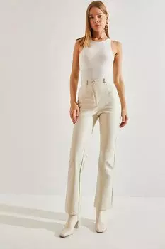 Женские кожаные брюки полурасклешенного кроя SHADE