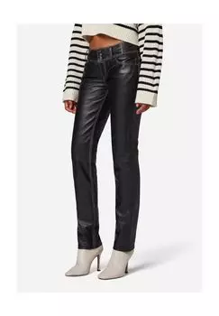 Женские кожаные брюки-скинни, классические брюки с заниженной талией и пятью карманами RICANO, черный