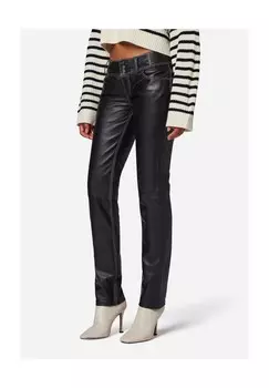 Женские кожаные брюки-скинни, классические брюки с заниженной талией и пятью карманами RICANO, черный