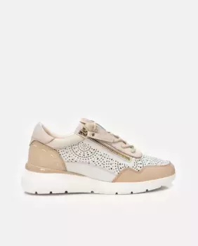 Женские кожаные кеды на молнии Carmela, бежевый