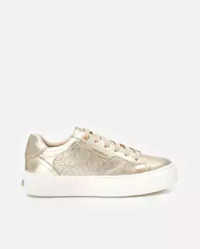 Женские кожаные кеды на шнуровке Carmela, золото