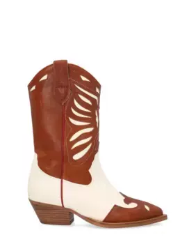 Женские кожаные ковбойские сапоги на блочном каблуке Alpe, коричневый