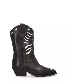 Женские кожаные ковбойские сапоги на блочном каблуке Alpe, черный