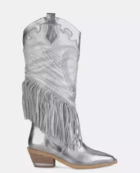 Женские кожаные ковбойские сапоги с бахромой Alma en Pena, серебрянный