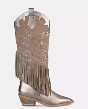 Женские кожаные ковбойские сапоги с бахромой Alma en Pena, коричневый