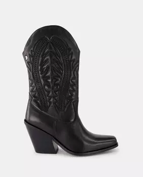Женские кожаные ковбойские сапоги с вышивкой на голенище и блочным каблуком Gioseppo, черный