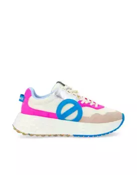 Женские кожаные кроссовки из переработанной сетки и замши с крупным логотипом No Name, фуксия