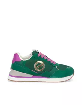 Женские кожаные кроссовки из замши и парусины на светлой подошве No Name, зеленый